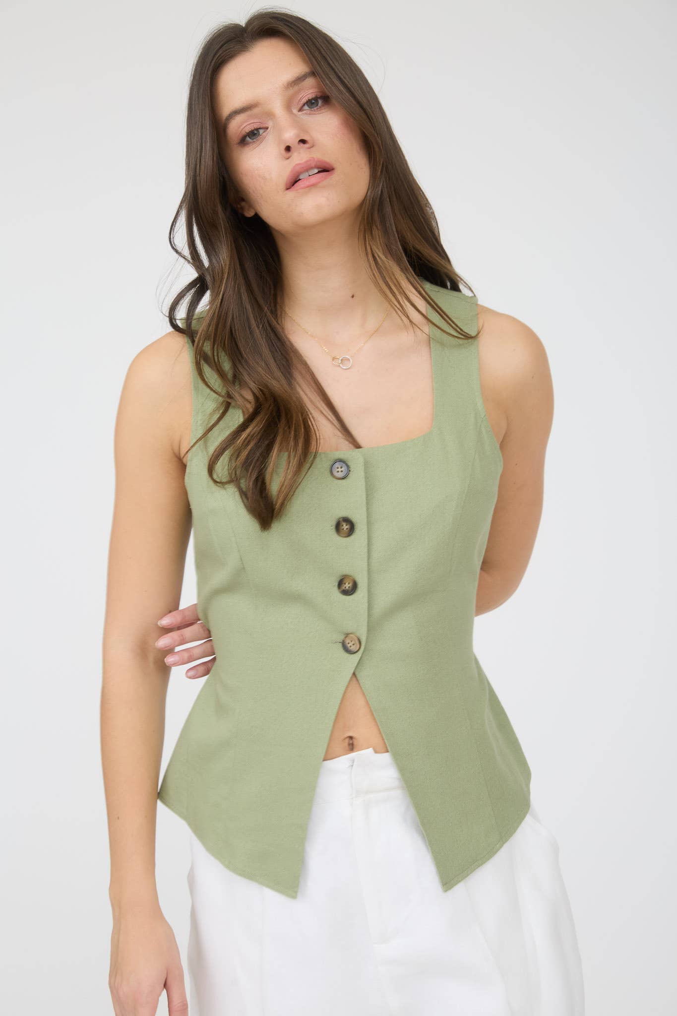 Layla Linen Button Down Top
