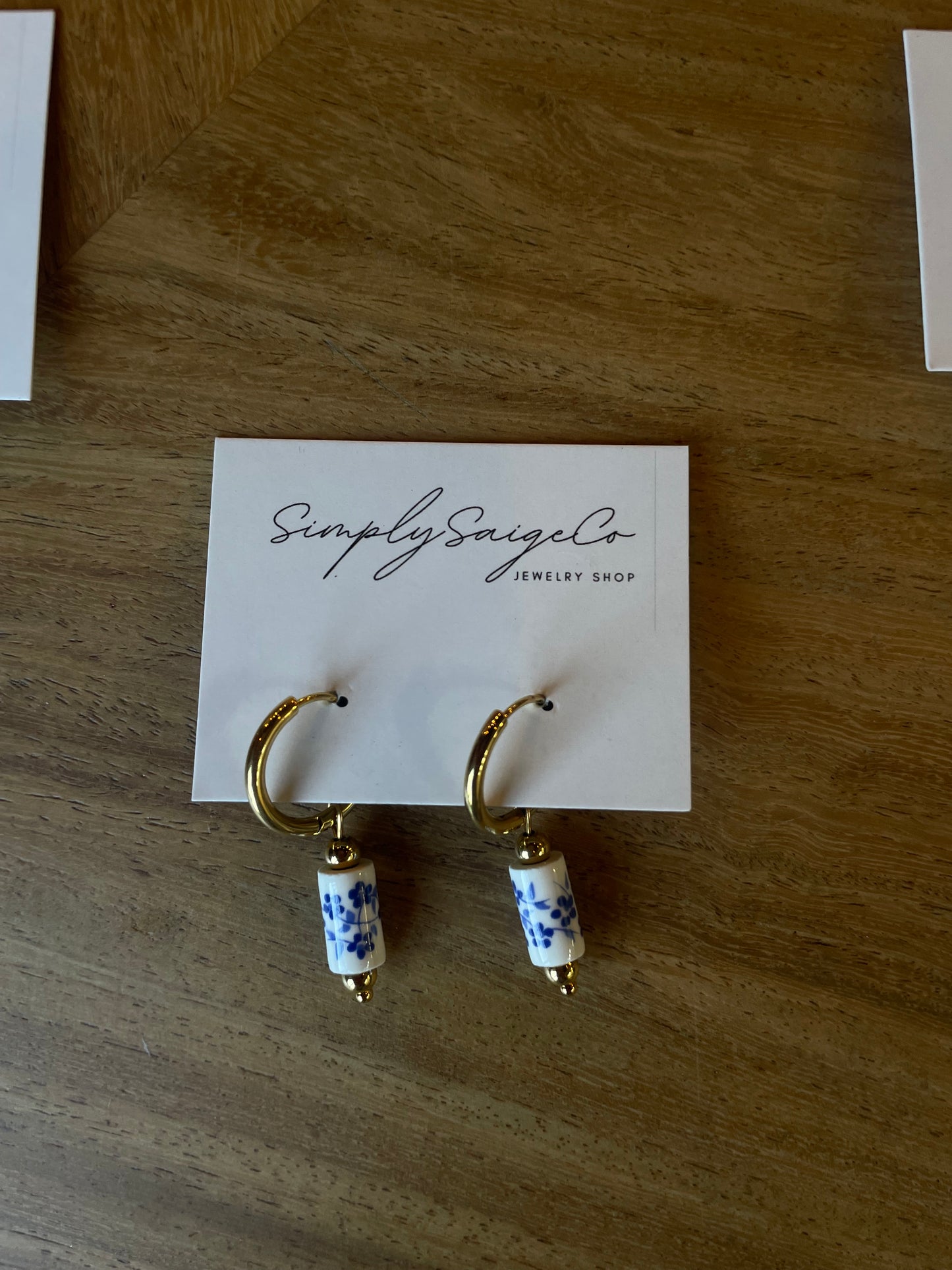 Blue China pattern inspired dangles