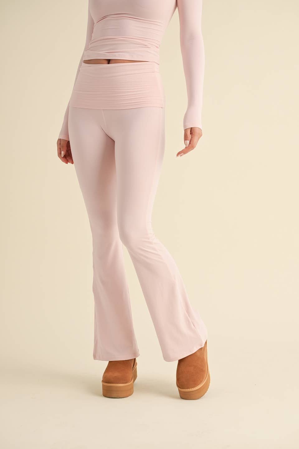 Soft Knit Foldover Flare Pants