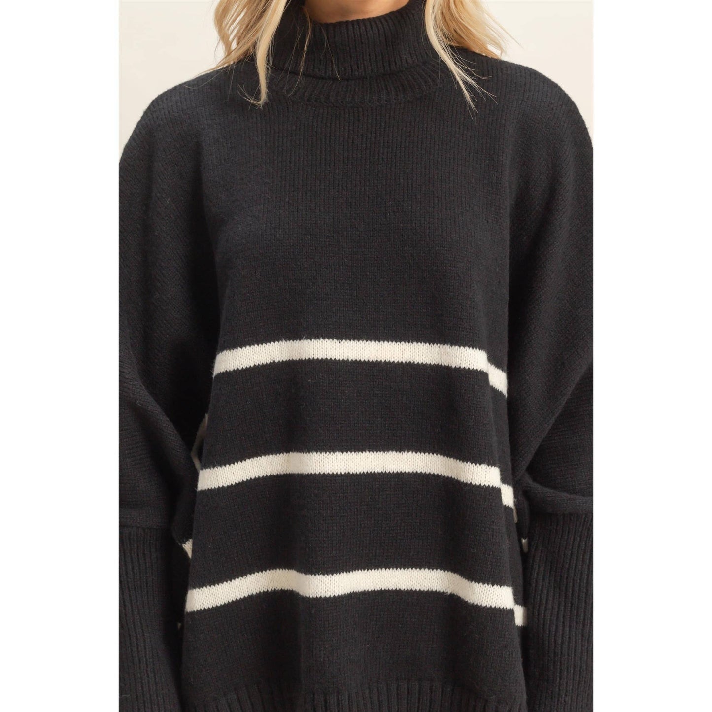 Striped Turtle Neck Sweater