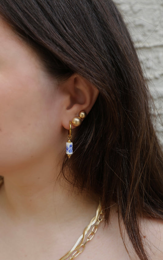 Blue China pattern inspired dangles