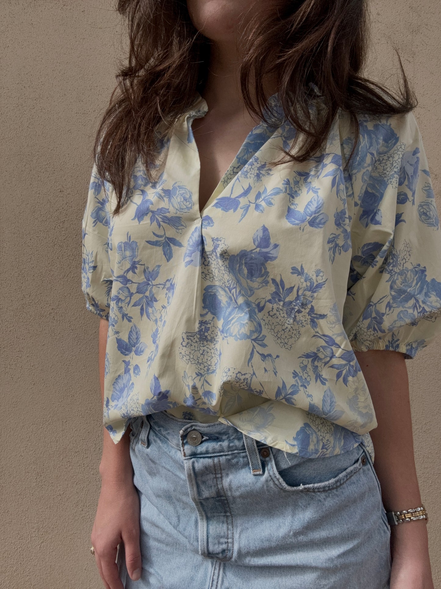 Hazel Floral Puff Blouse