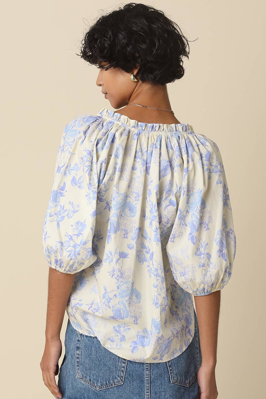 Hazel Floral Puff Blouse