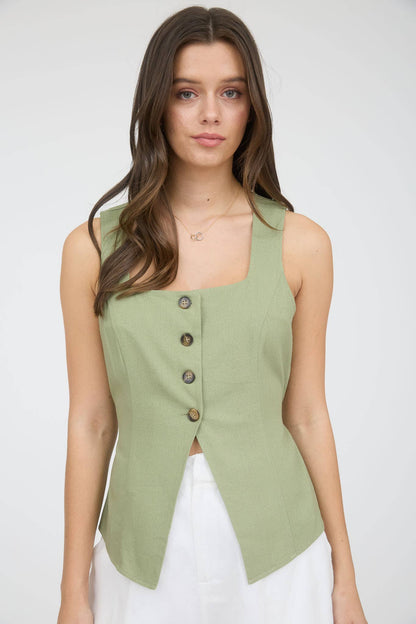 Layla Linen Button Down Top