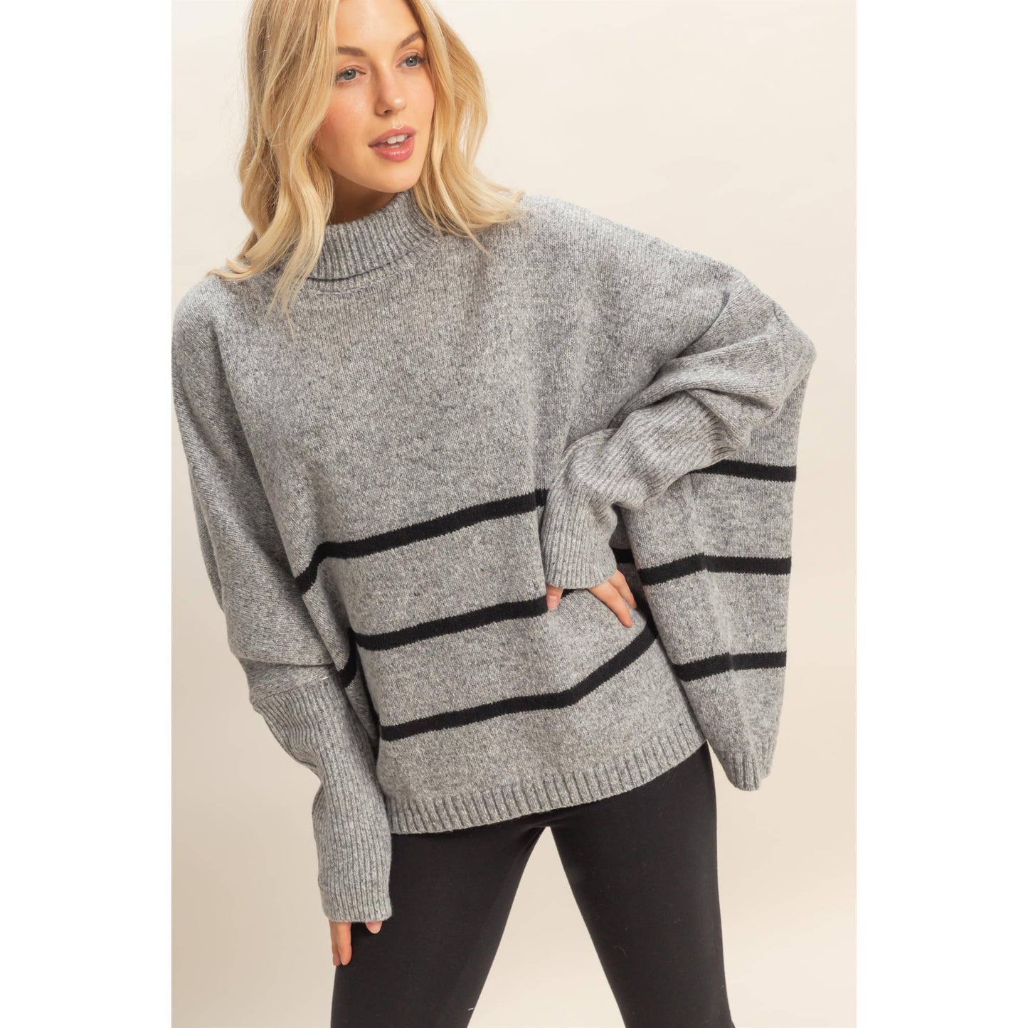 Striped Turtle Neck Sweater