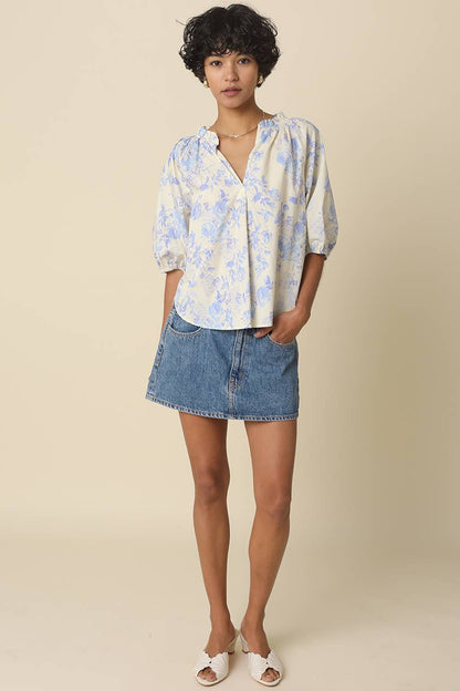 Hazel Floral Puff Blouse