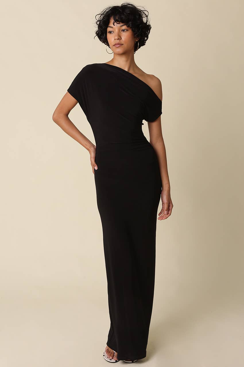 Noir One Shoulder Maxi Dress
