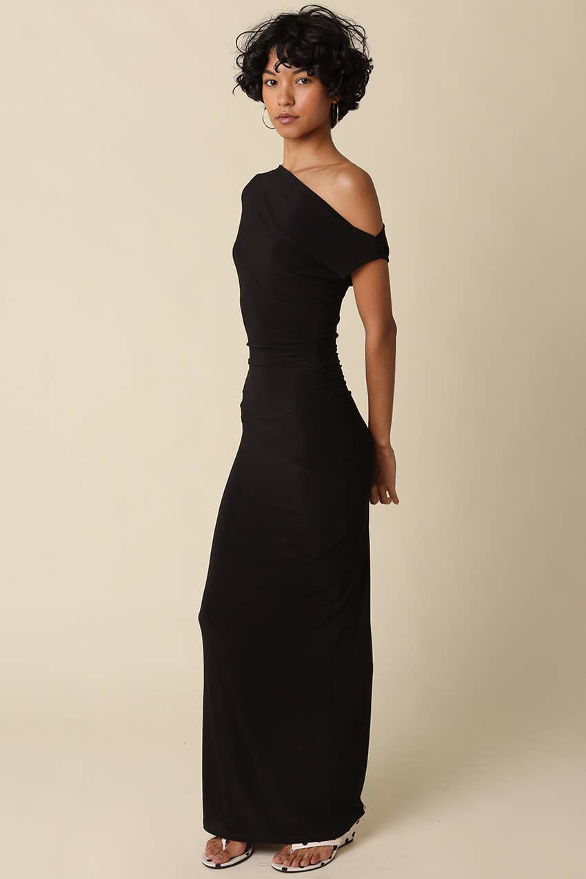 Noir One Shoulder Maxi Dress