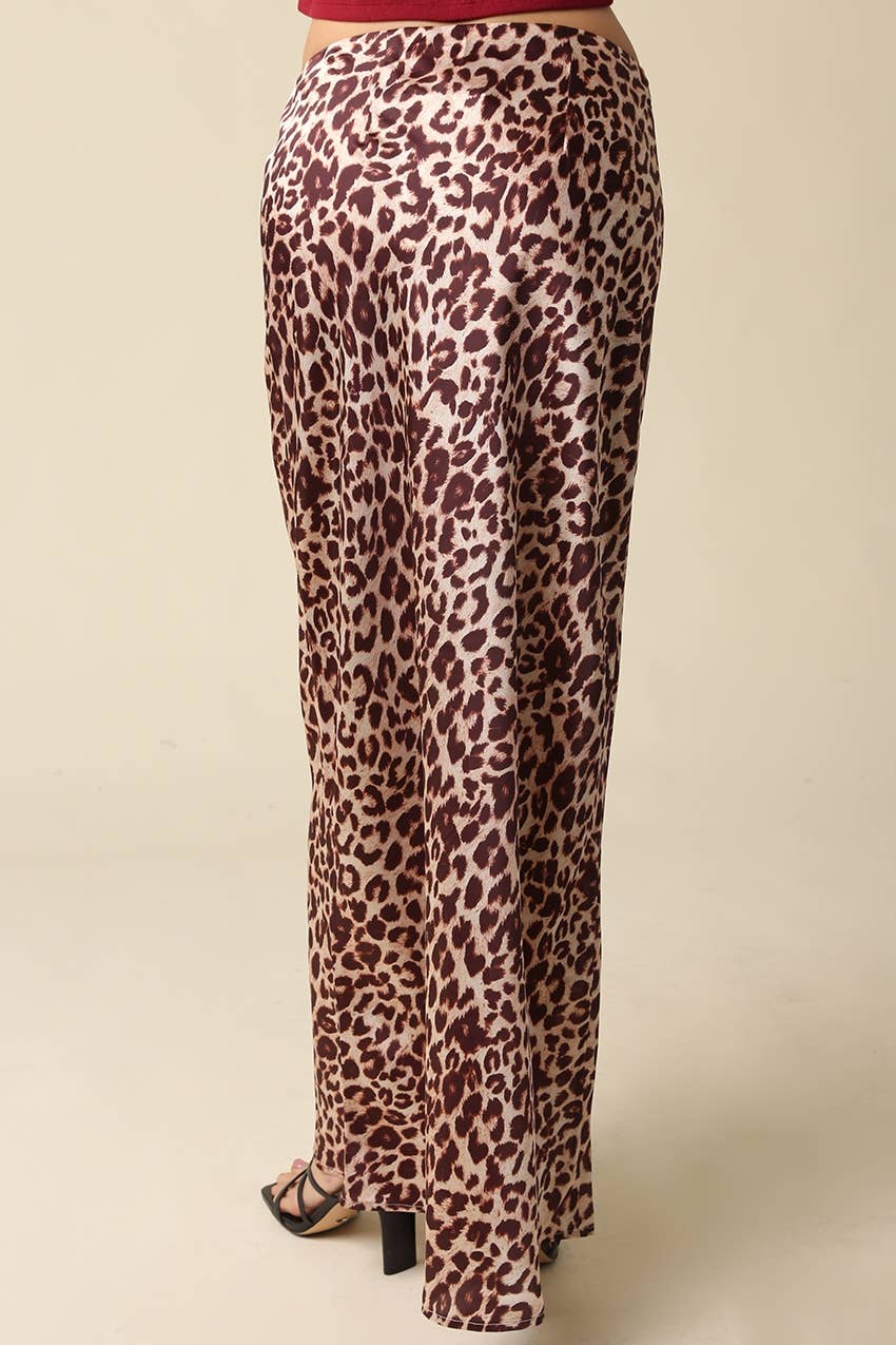 Emma Leopard Satin Maxi Skirt
