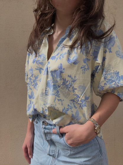Hazel Floral Puff Blouse