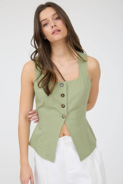 Layla Linen Button Down Top