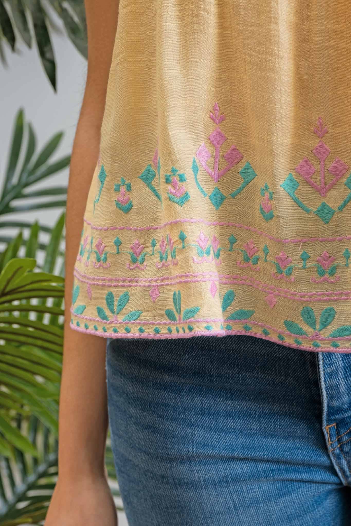 Smock embroidered top