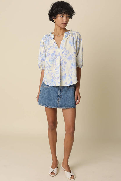 Hazel Floral Puff Blouse