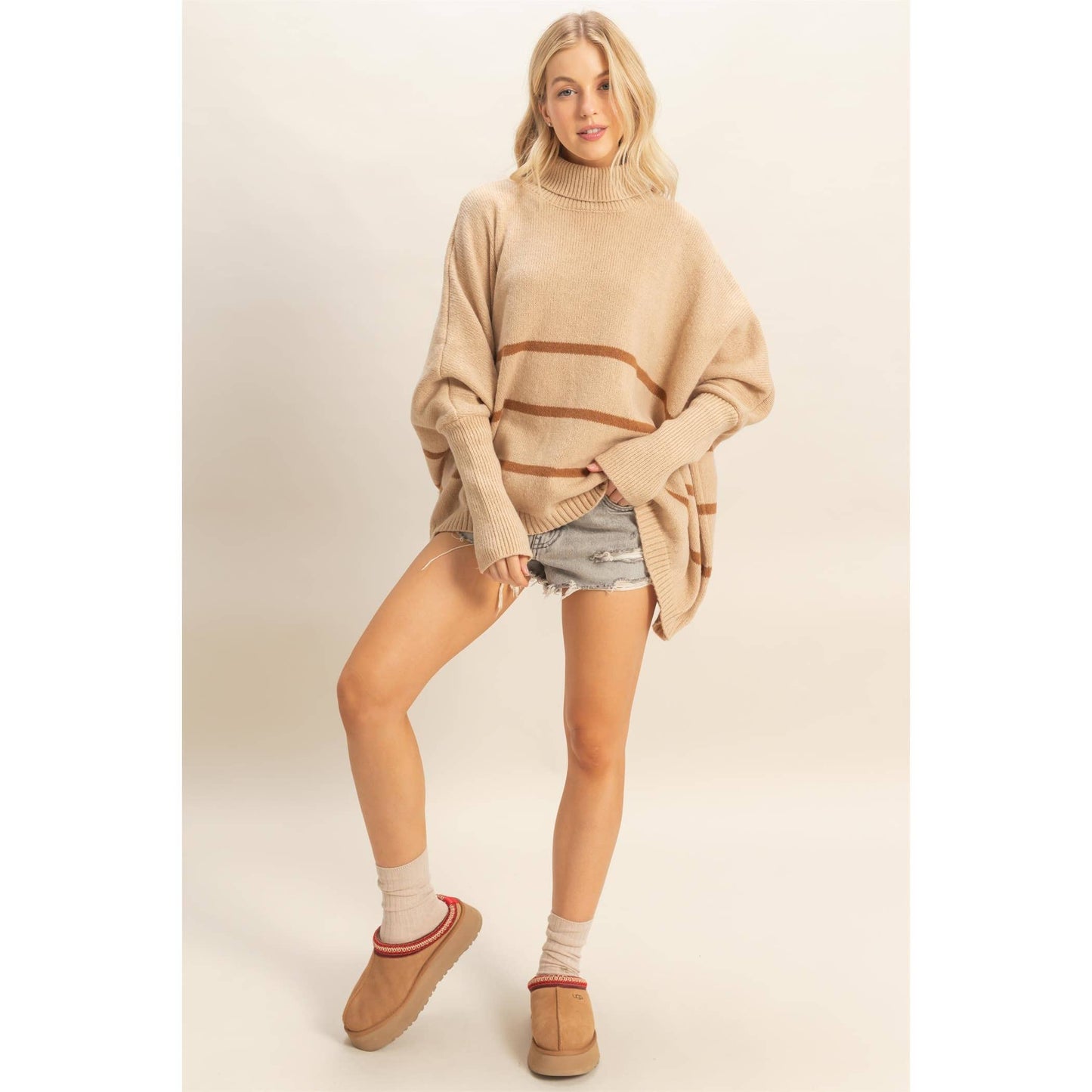 Striped Turtle Neck Sweater