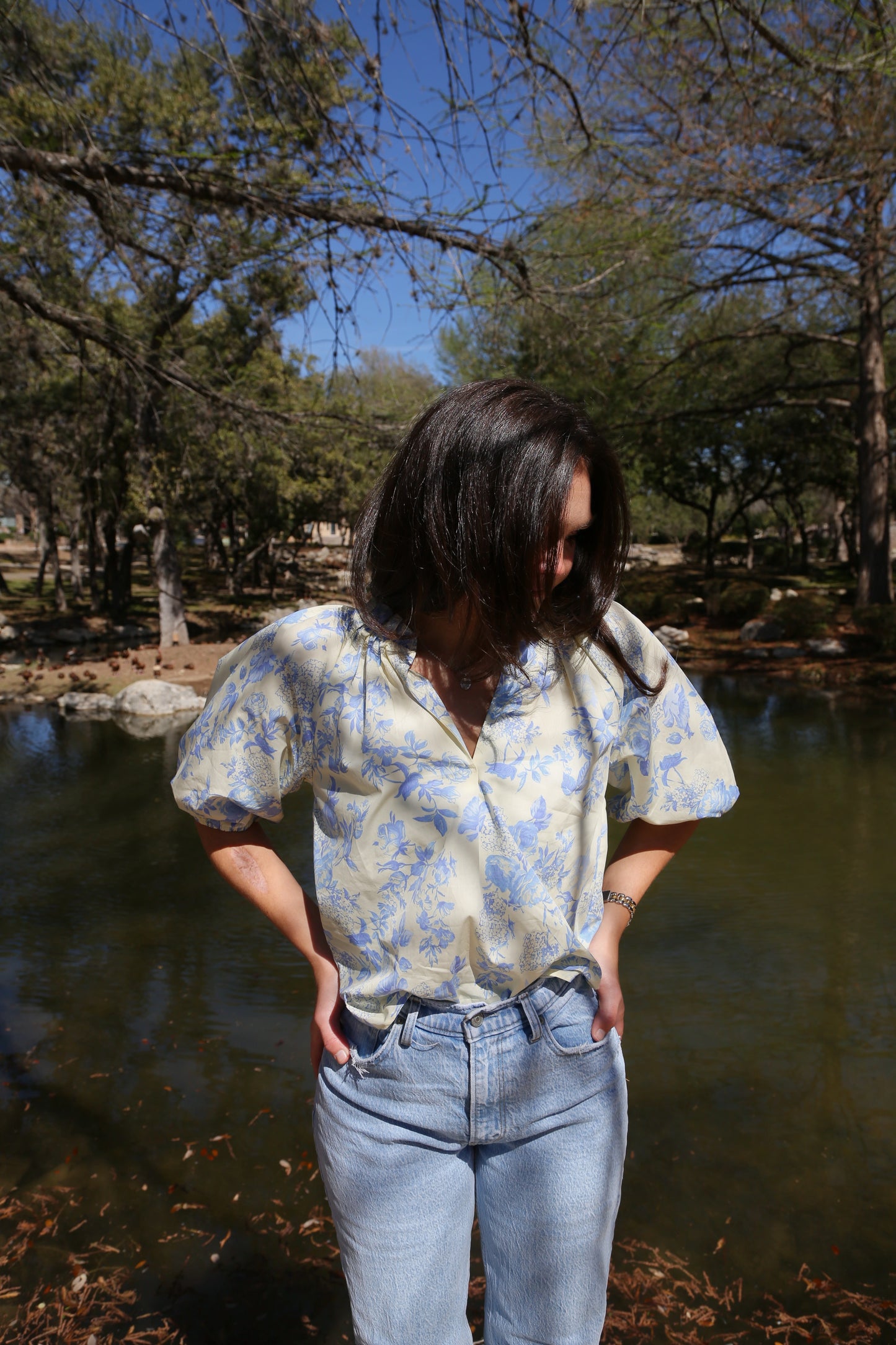 Hazel Floral Puff Blouse