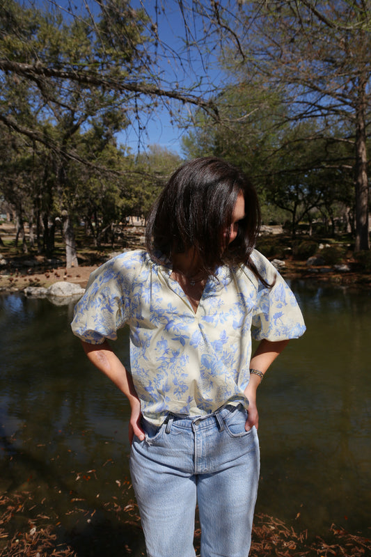 Hazel Floral Puff Blouse