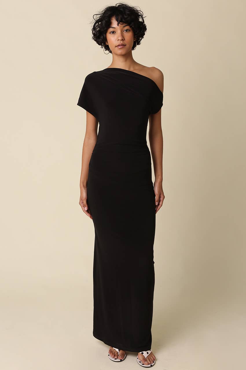 Noir One Shoulder Maxi Dress
