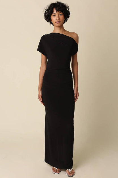 Noir One Shoulder Maxi Dress