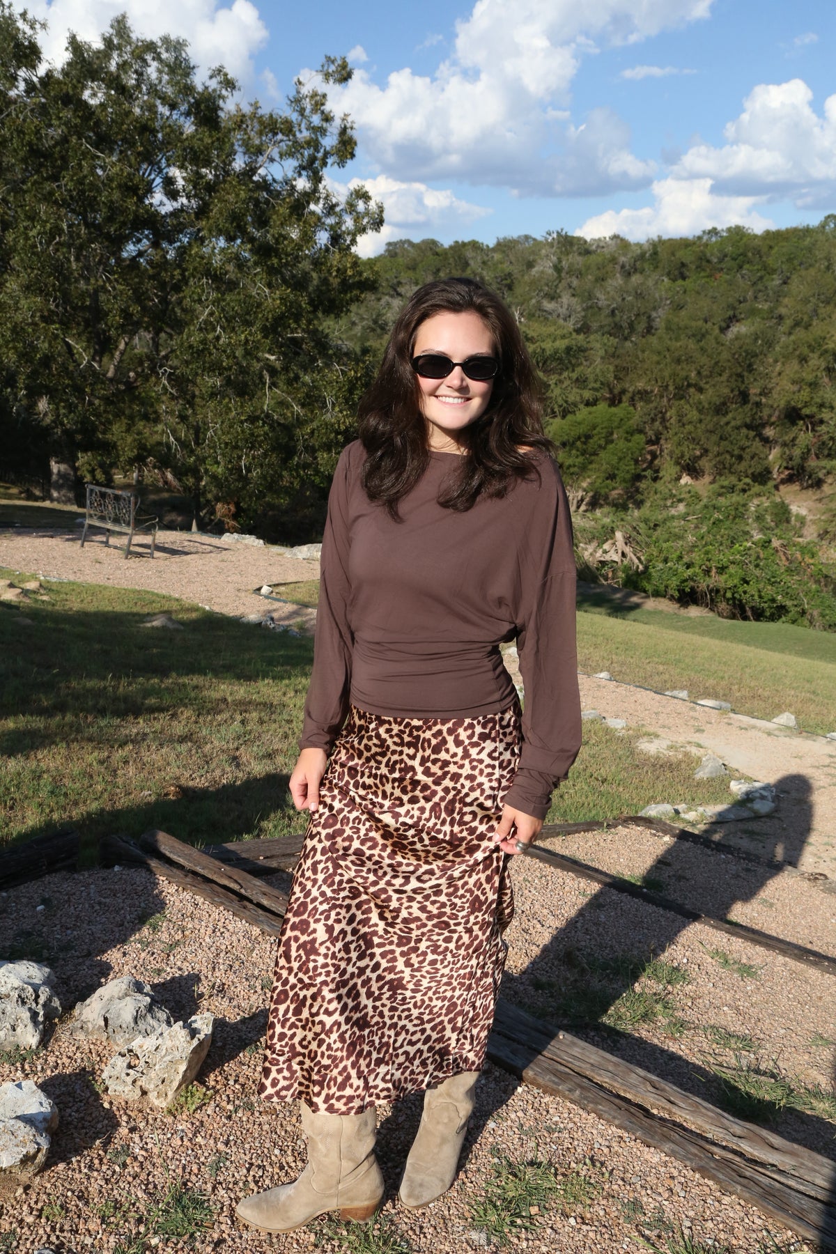 Emma Leopard Satin Maxi Skirt