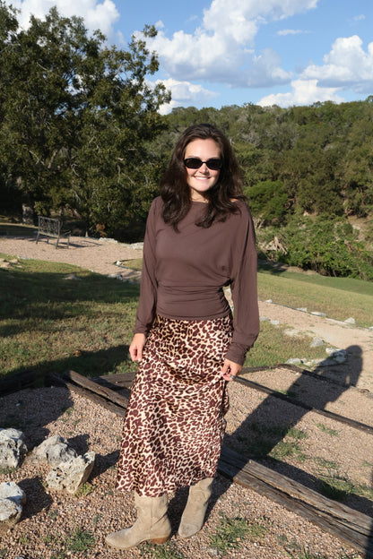 Emma Leopard Satin Maxi Skirt