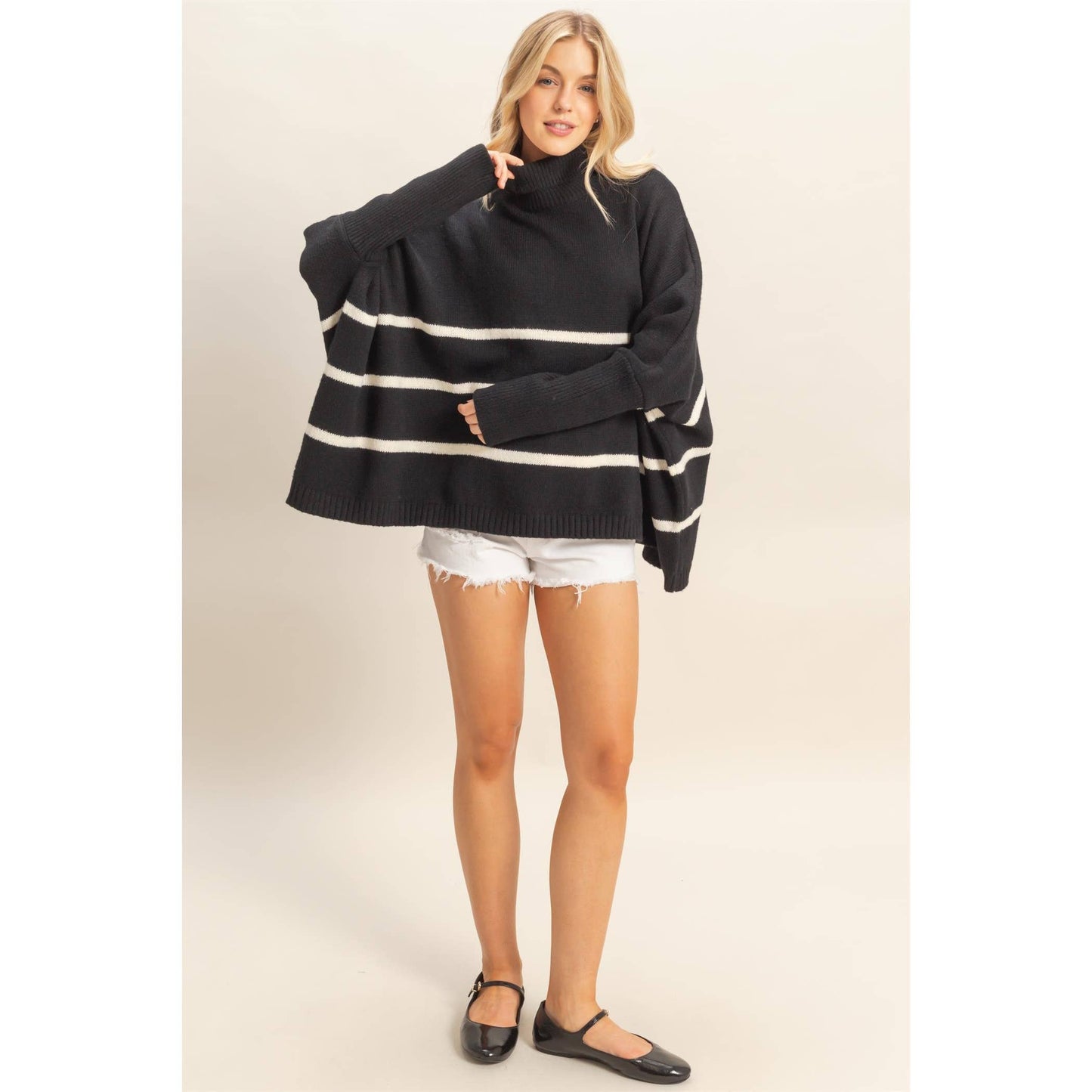 Striped Turtle Neck Sweater