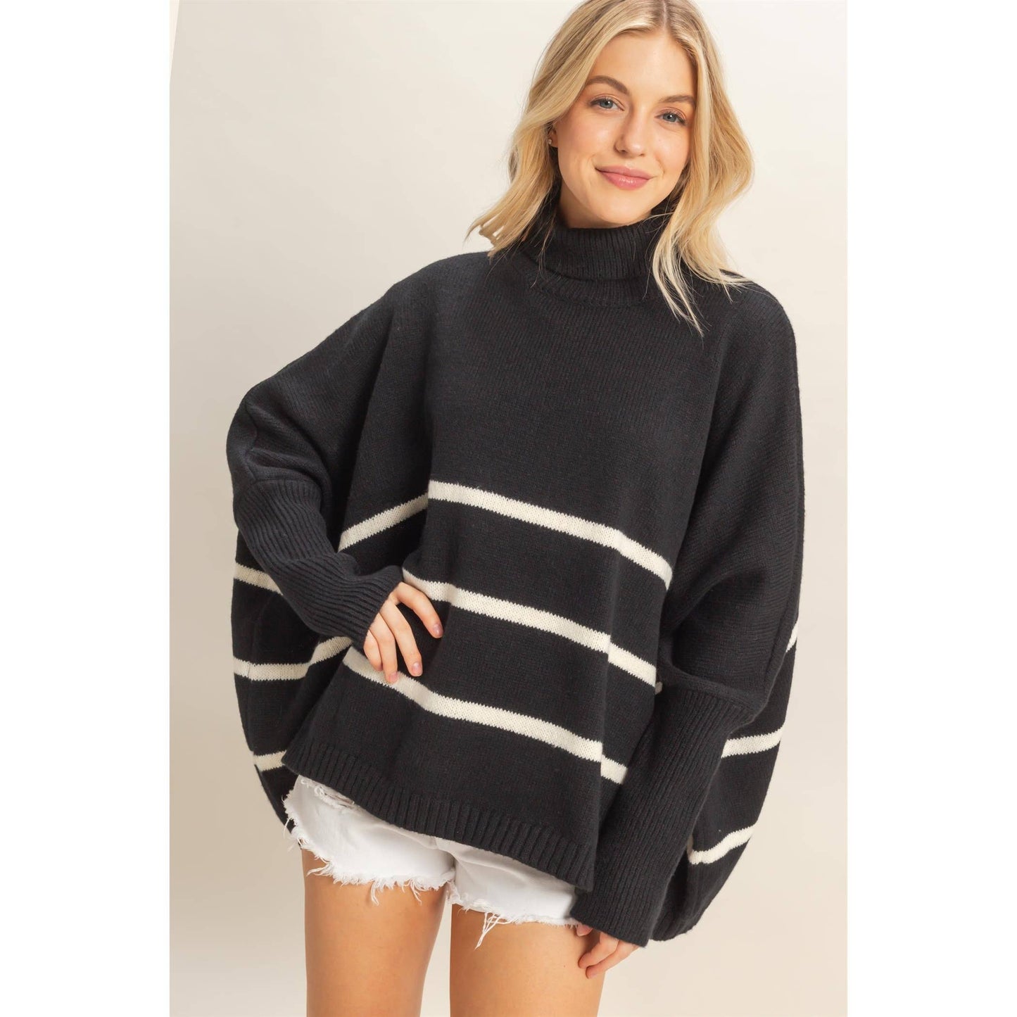 Striped Turtle Neck Sweater