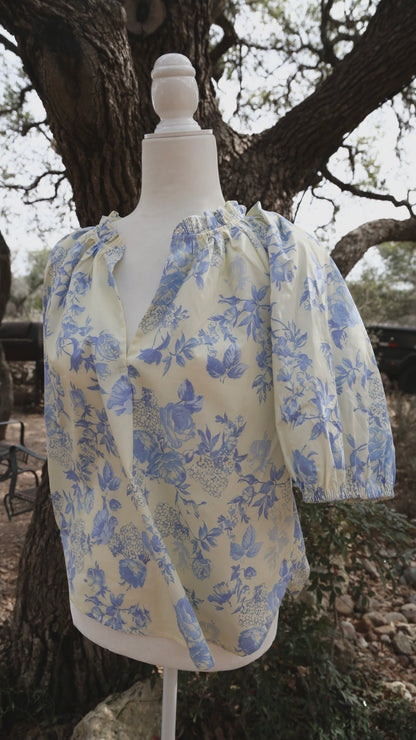 Hazel Floral Puff Blouse