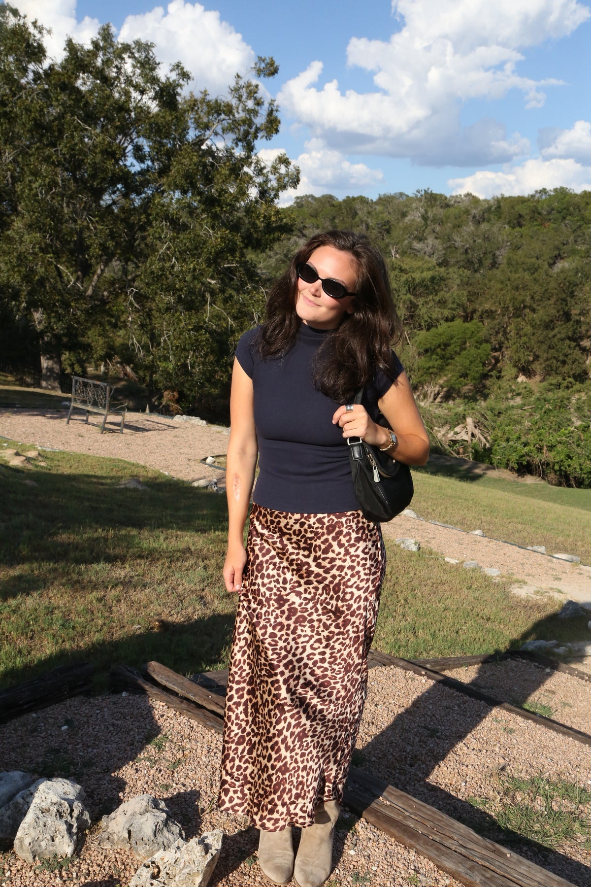 Emma Leopard Satin Maxi Skirt