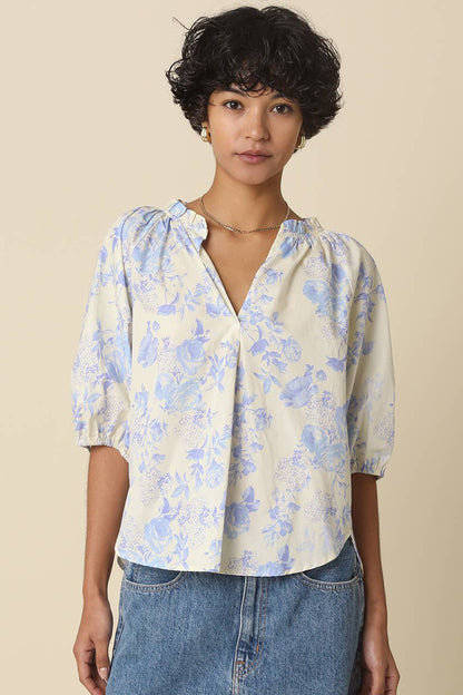 Hazel Floral Puff Blouse