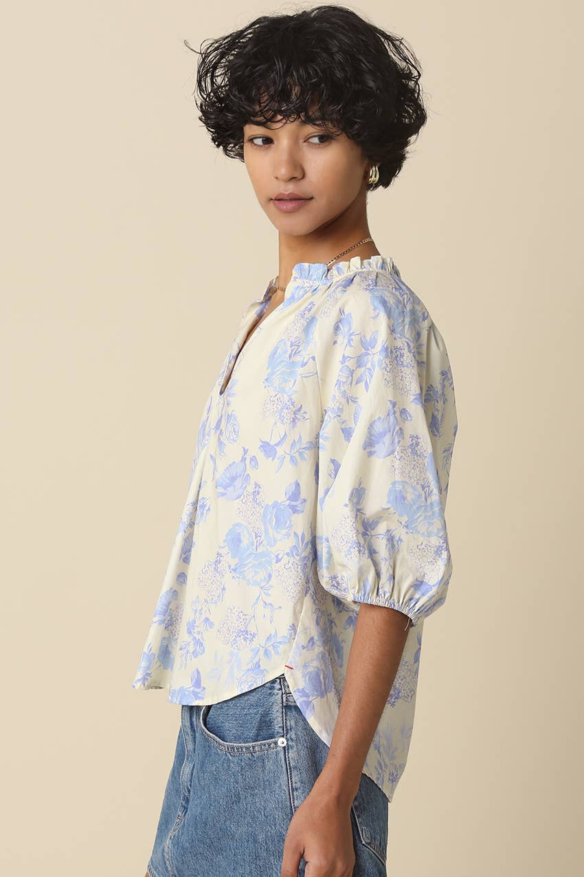 Hazel Floral Puff Blouse