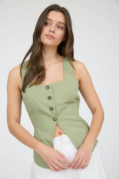 Layla Linen Button Down Top
